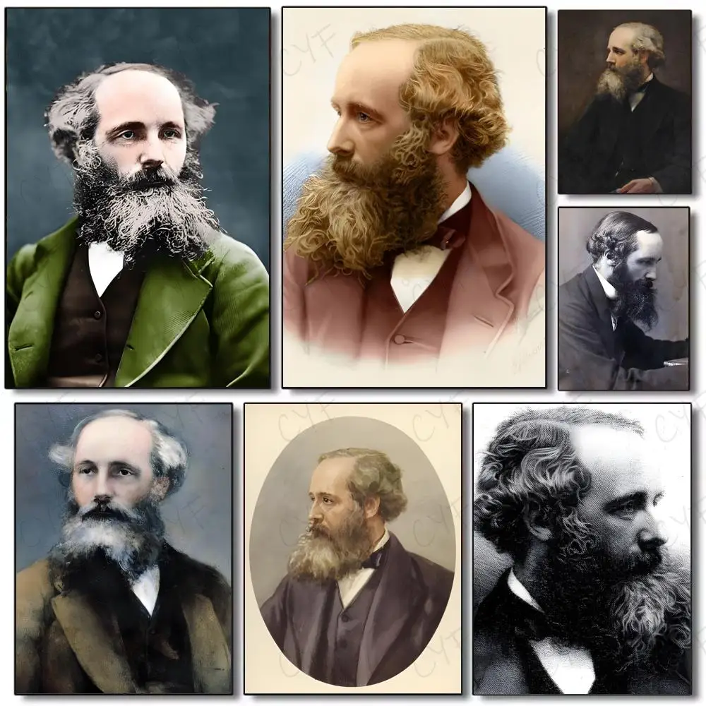 Intellectual Physics Pioneer Portrait J-James Clerk Maxwell Poster Painting Wall Art Mural for Living Room Home Decor and Gifts