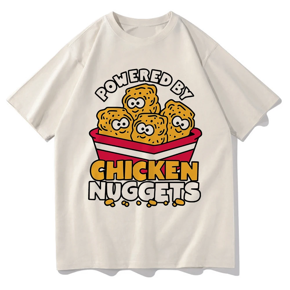 Powered By Chicken Nuggets T Shirt Fashion Men/Women Harajuku Retro Funny T-Shirt High Quality Vintage Casual  Tees Shirts