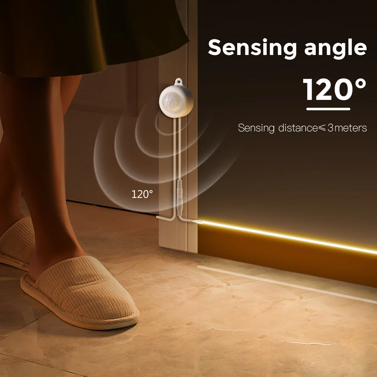 Smart USB 5V COB LED Strip Light With Sensitive PIR Motion Sensor Switch Delay Time Adjustable 20s-300s Only Work At Night/Dark
