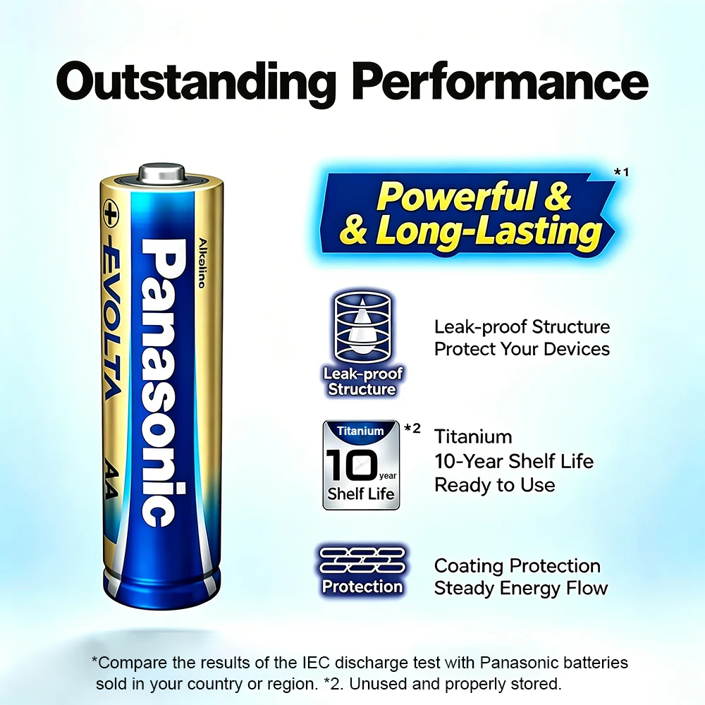 Panasonic EVOLTA Smart Door Lock Alkaline Battery 1.5V AA AAA LR6 LR03 4-40PCS 10 Year Shelf Life Leak Proof High Durability Mer