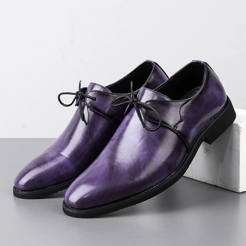 

Business Men Formal Derby Shoes Men Casual Lace-up Comfortable Fashionable Pointed-toe Leather Shoes Banquet Shoes Sizes 38-46