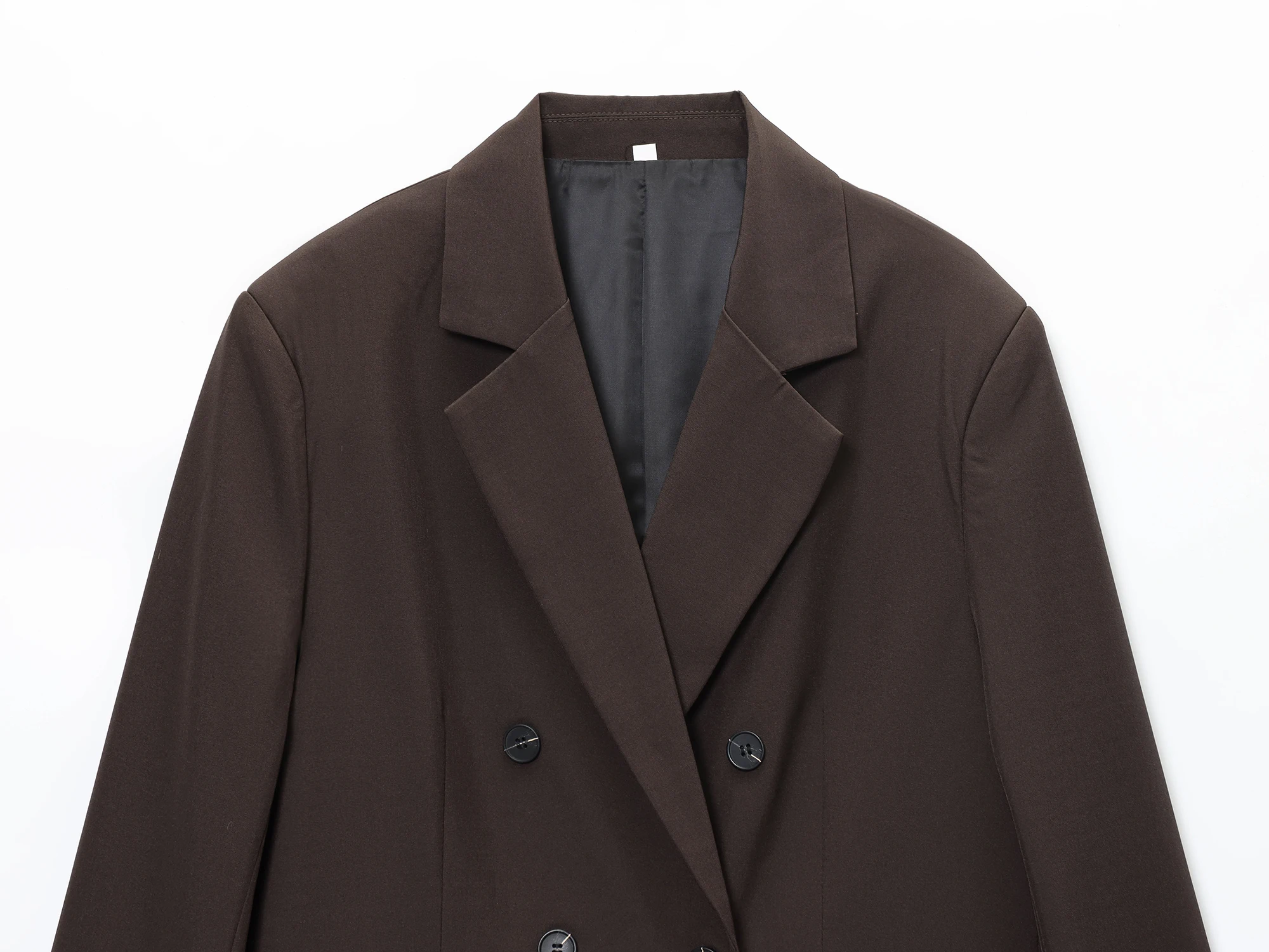 KONDALA Elegant Commute Double Breasted Blazer Women Trendy Vintage Brown Blazer with Shoulder Pads 2026 Spring Chic Lady Blazer