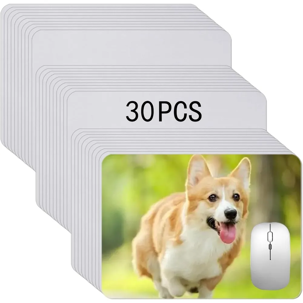 White Mouse Pad Set for Heat Press Printing - 24x20x0.2 CM, Non-Slip Bottom