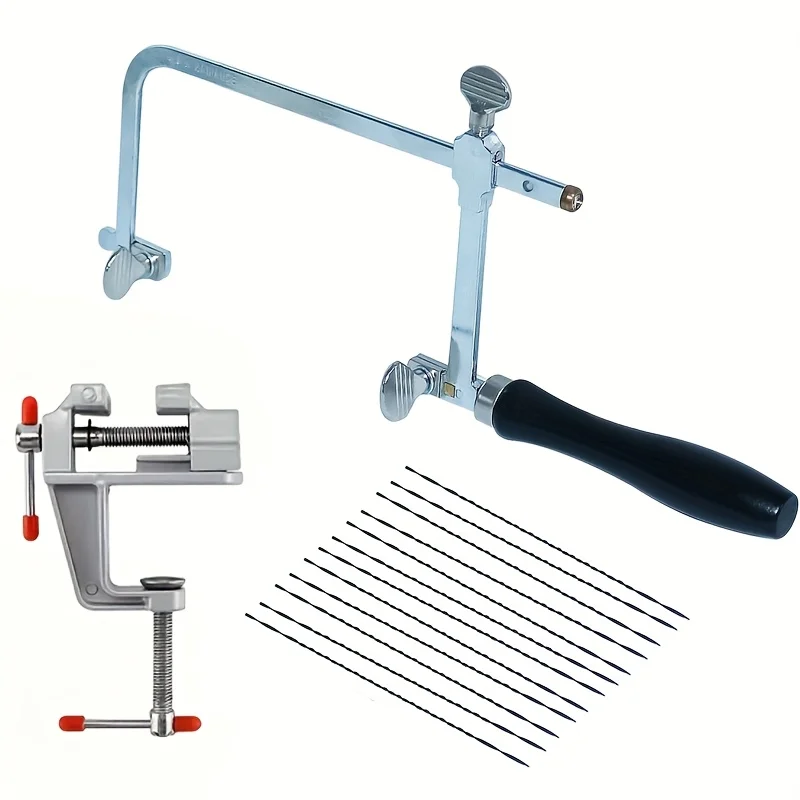 

Professional Jewelry Saw Kit With Adjustable Frame and 12 Blades and Mini Vise Clamps for Jewelry Making Tools