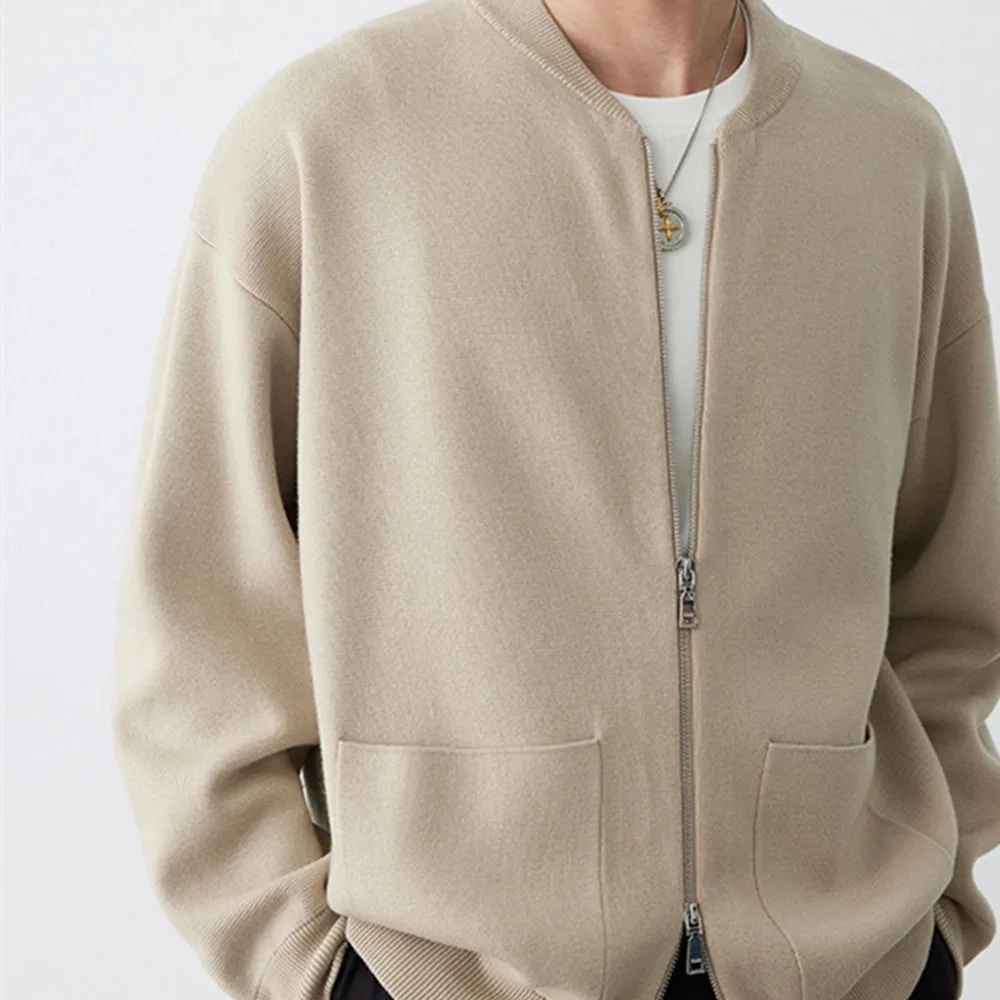 

New Autumn Winter Solid Color Knitted Cardigan Jacket Men Japanese Versatile Casual Simple Sweater Trendy Knitted Sweater Chic
