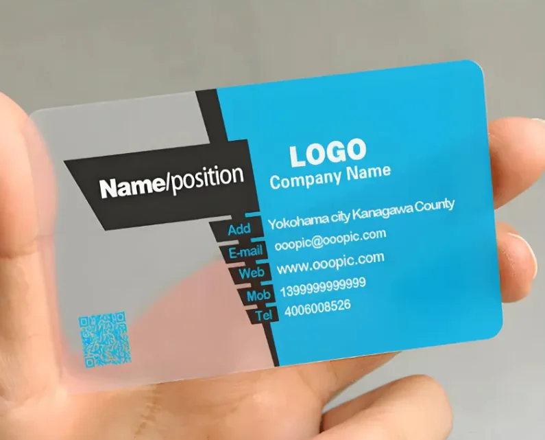 

Customized 0.38mm transparent plastic card with single-sided printing, colored PVC transparent business card 200pcs
