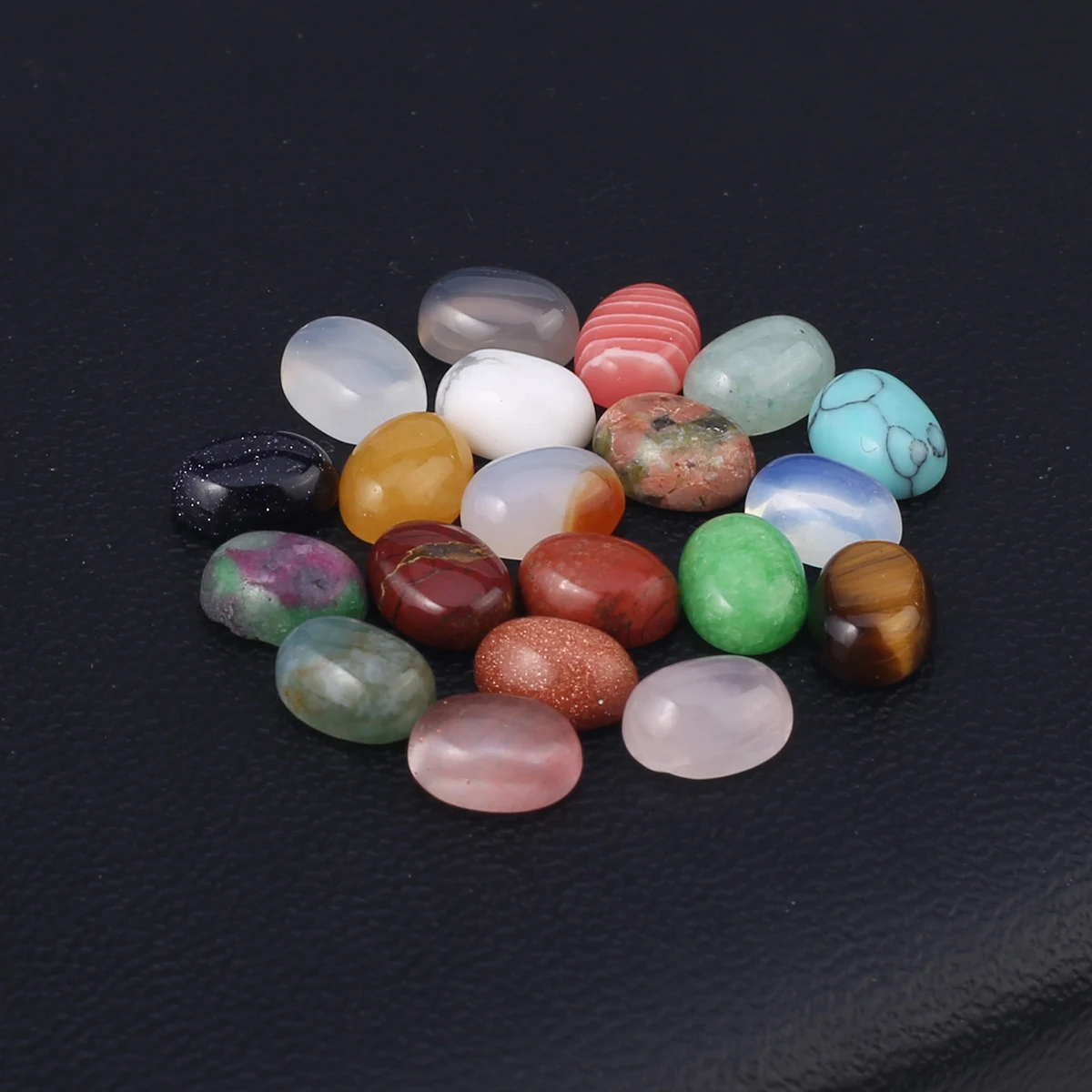 10-30PCS Natural Agate Turquoise Quartz Oval Cabochon Interface No Hole Beads for Making Necklace Ring Jewelry Accessories