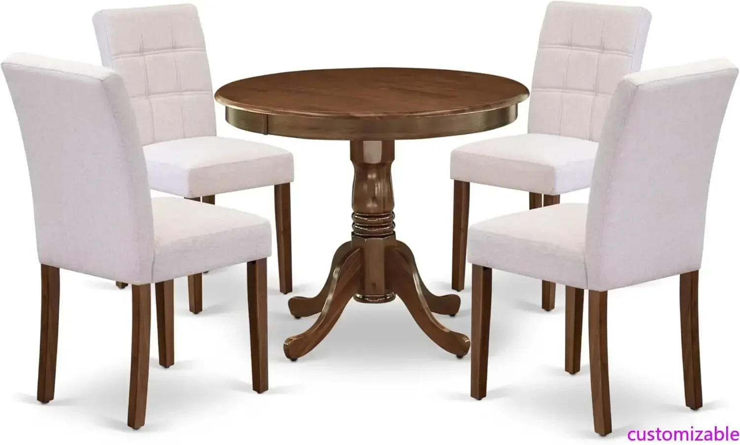 

Хит продаж: Обеденный гарнитур в стиле середины века из 5 предметов с столом и 4 стульями из ткани цвета туманно-бежевый