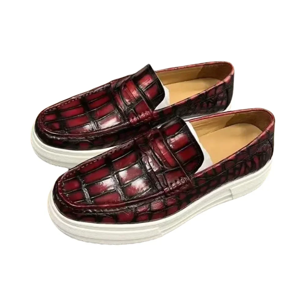 

2025 new arrival Fashion Crocodile Skin causal shoes men,male Genuine leather Sneakers PDD723
