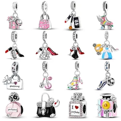 Silver Plated Roller Skates Wings Dangle Charm fit Bangle Bracelet Beads Color Enamel Pendant Women Jewelry Making