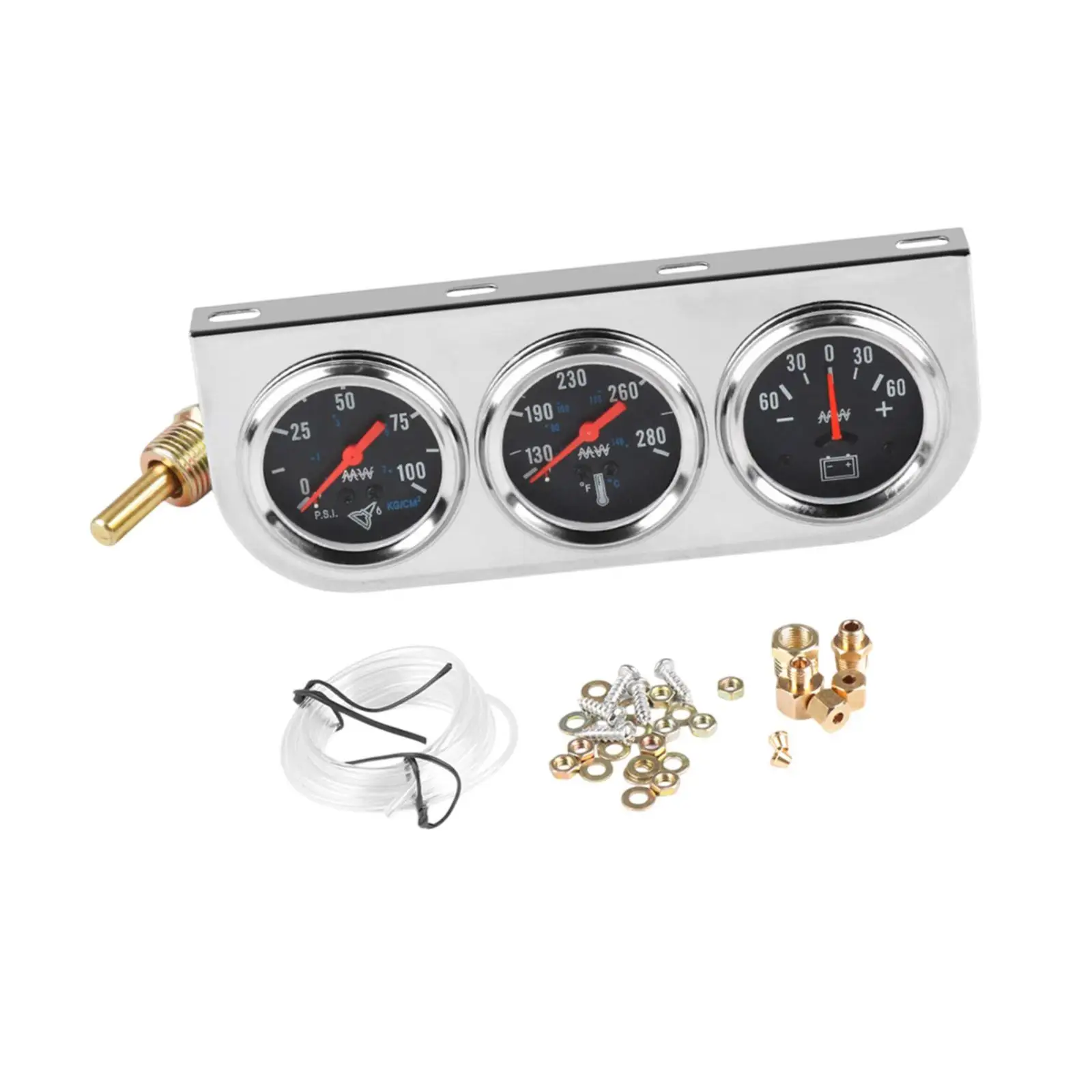 

Generic Triple Gauge Kit Set Professional 3 in 1 Car Meter for 12V Cars