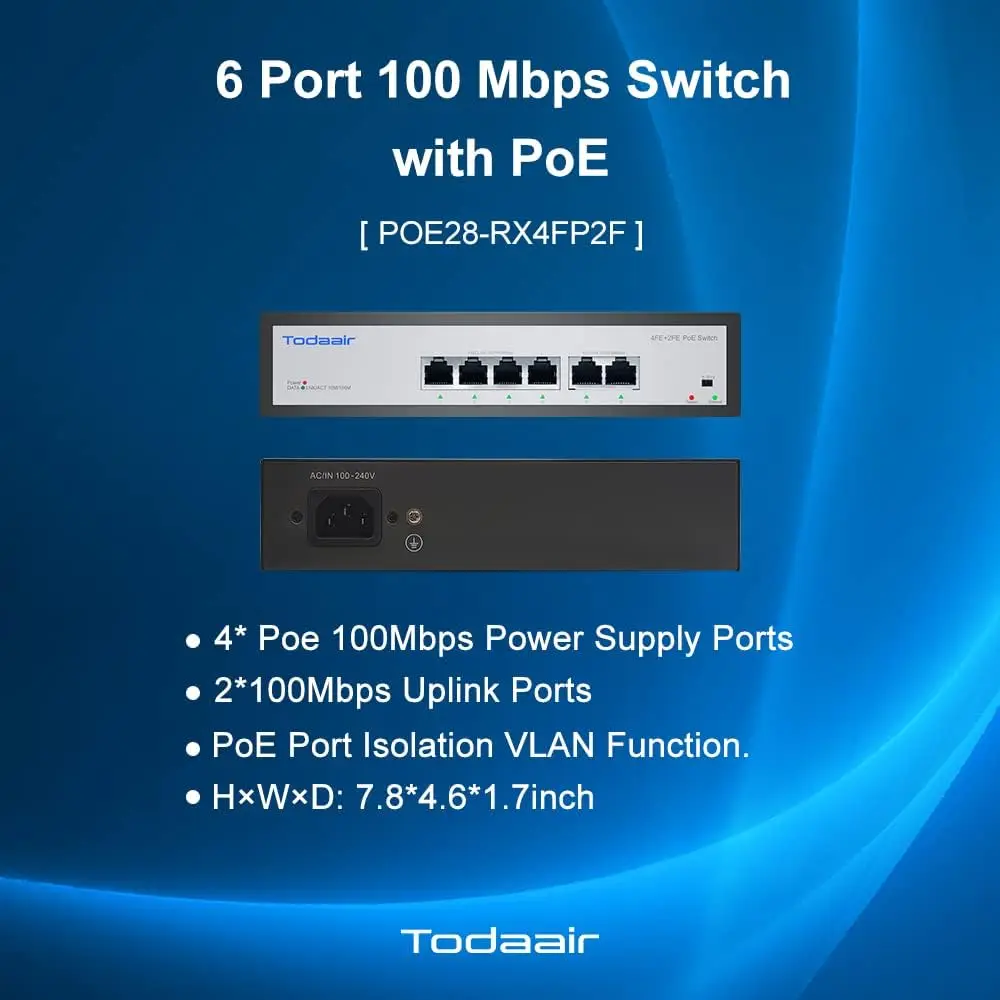 Imagem -06 - Switch Poe Ethernet Plug And Play Portas Poe Mais Uplink 75w 100mps 802.3af no Modo Vlan Portas