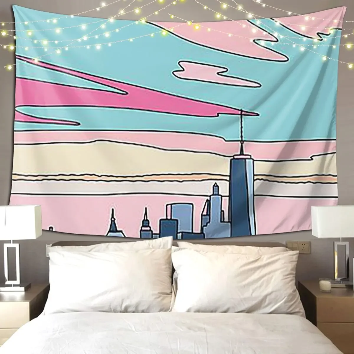 City Sunset By Eleb Tapestry Funny Wall Hanging Aesthetic Home Decoration Tapestries for Living Room Bedroom Dorm Room