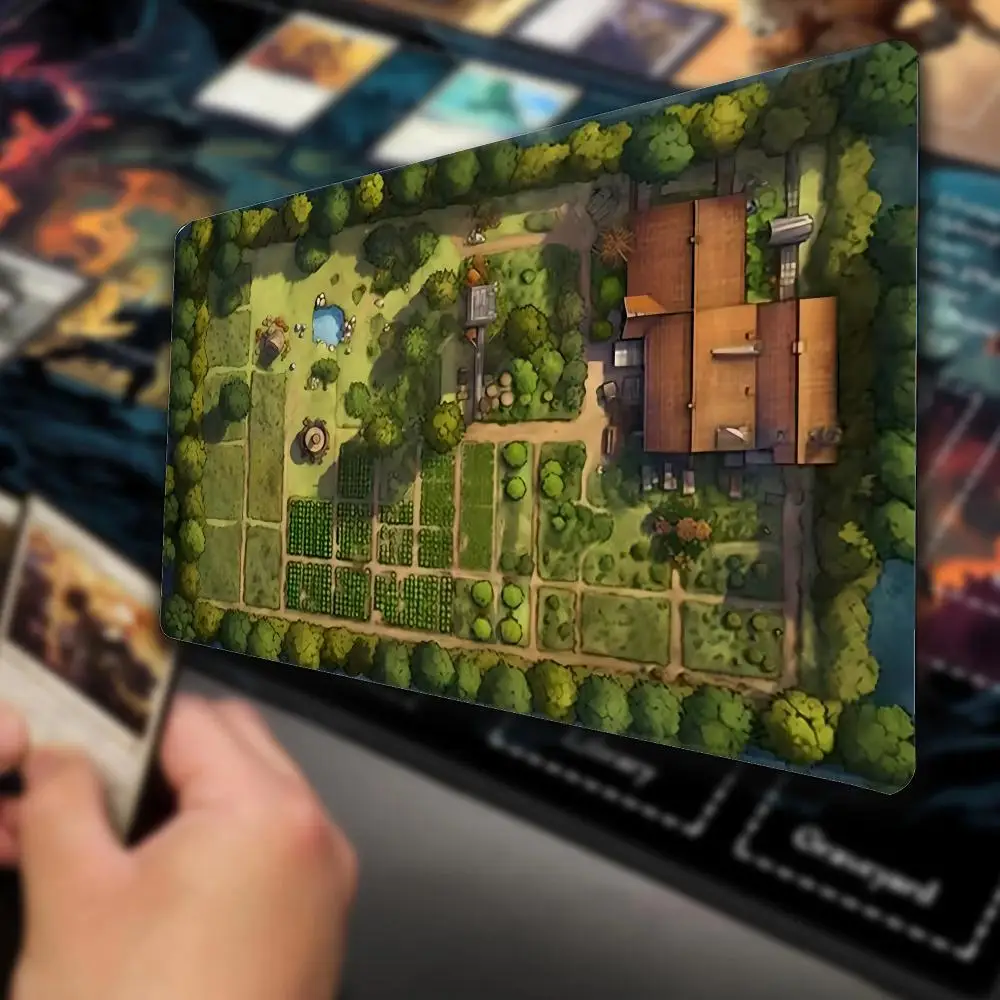 

Large Green Village Map Mouse Pad with Wrist Support Games Desk Mat for MTG tcg,tNon-Slip desk mat,Gaming Mouse pads，playmat