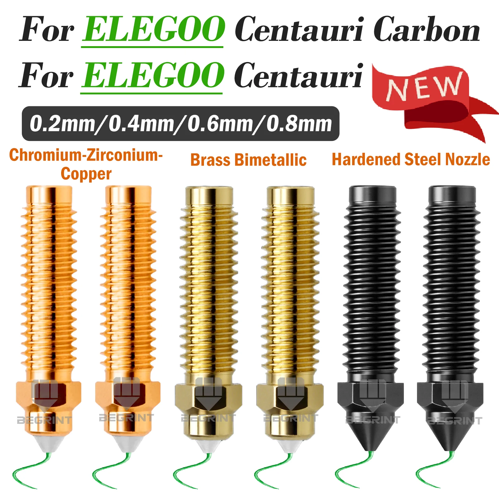 

Hardened Steel Nozzle For Elegoo Centauri 0.4mm Chromium Zirconium Copper Bimetallic Hotend Nozzles For ELEGOO Centauri Carbon
