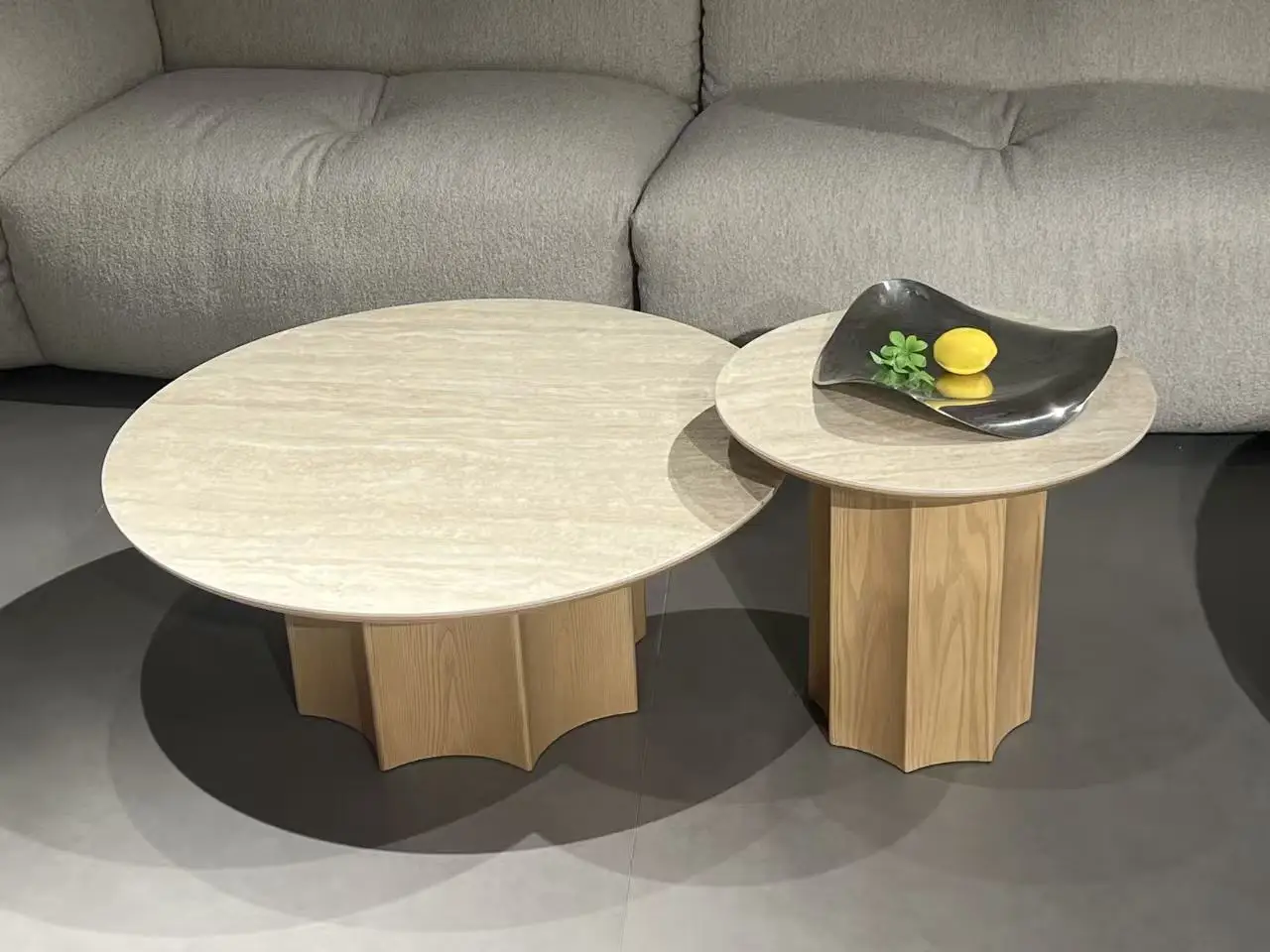 

*☆ High End Luxury Design Creative New Stone Coffee Tea Table With Wood Base For Villa For Living Room Furniture