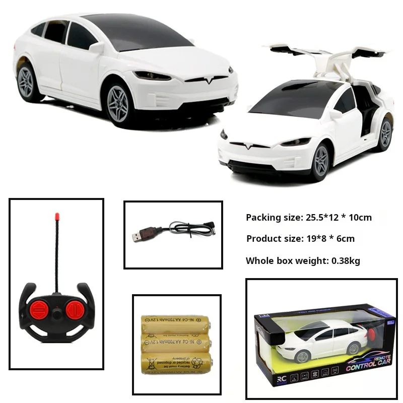 

Tesla RC four-way remote control car simulation double door 1:24 model children's toy car with lights