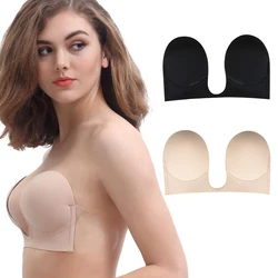 Invisible Push Up Bra Strapless Bras Dress Wedding Party Sticky Self-adhesive Silicone Brassiere Breathable Deep U Bra Underwear