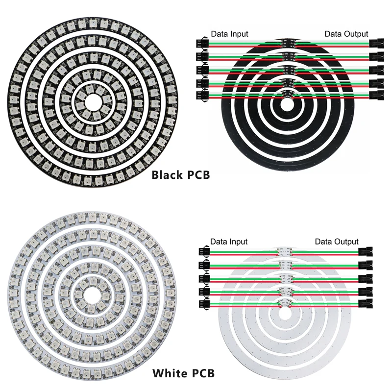 LED Angel Eye Light Ring 8 16 24 35 45 Pixels Lamp SMD 5050 WS2812B Built-in Smart Driver IC Independent Addressable Round Halo