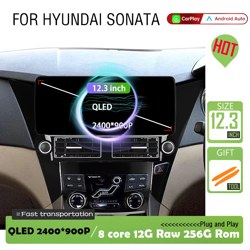 Carplay 12,3-дюймовый автомобильный мультимедиа для Hyundai Sonata 2010-2018 Plyaer стерео радио WIFI Android Auto 2400*900P Bluetooth 4G DSP Carplay 12,3-дюймовый автомобильный мультимедиа для Hyundai Sonata 2010-2018 Plyaer стерео радио WIFI Android Auto 2400*900P Bluetooth 4G DSP
