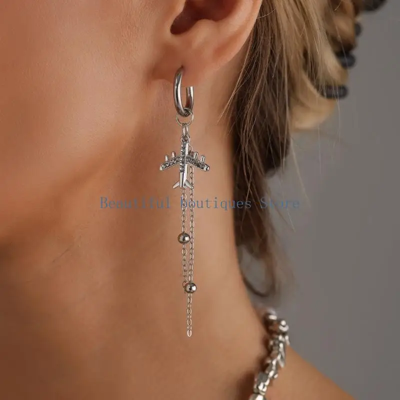 U4LF Heart Pendant Jewelry Set Modern Heart Plane Star Necklace Earrings Set Alloy Accessories Present for Fashion Lover