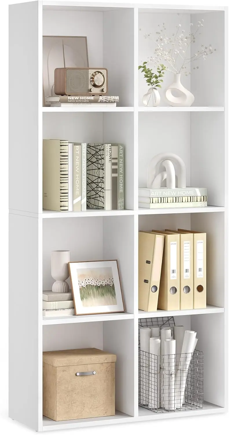 

8-Compartment Cube Shelf, 9.4x25.8x51 Inches, Storage for Living Room, Home Office, Dining Room in White