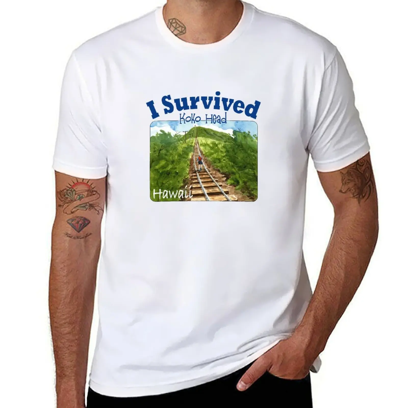 

I Survived Koko Head, Oahu, Hawaii T-Shirt t shirt man casual t shirt man cotton T-Shirt