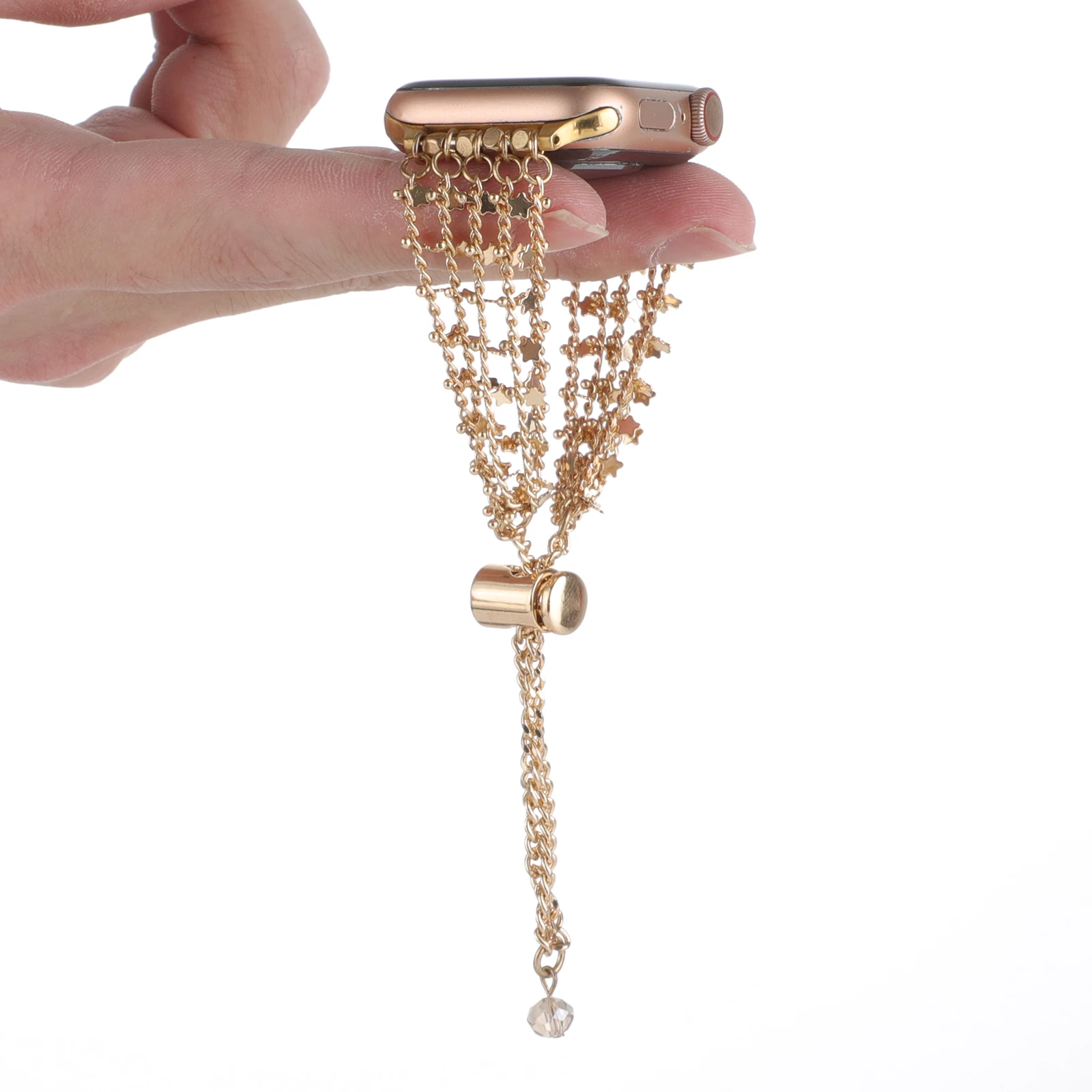 حزام معدني لسلسلة سوار ساعة أبل على شكل نجمة لساعة iwatch 87654321 SE Ultra women38 40 41 42 44 45 ملم معصم مزخرف قابل للتمدد