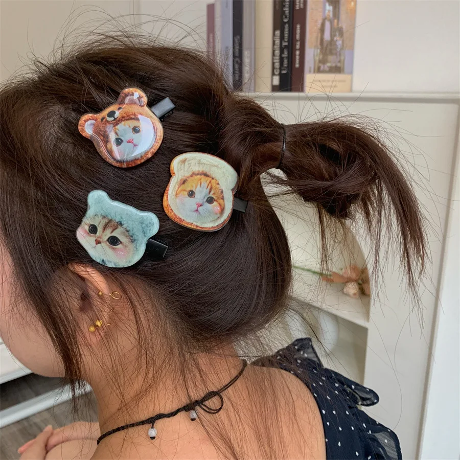 

Funny Cute Brown Bear Butter Hair Clips Cute Cat Hairpin Summer Hair Claw Broken Hair Bangs Clip Acrylic Edge Clip Accessories