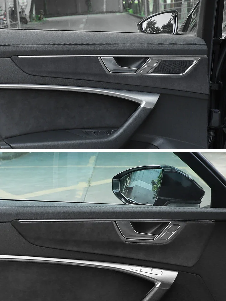 Para Audi A6 2019 2020 2021 decoración de puerta superior de gamuza accesorios interiores Panel de gamuza