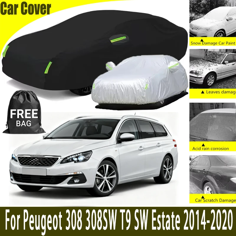 

Всепогодный чехол для автомобиля Peugeot 308 308SW T9 SW Estate 2014-2020, водонепроницаемый, снегозащитный, солнцезащитный, для зимы и лета