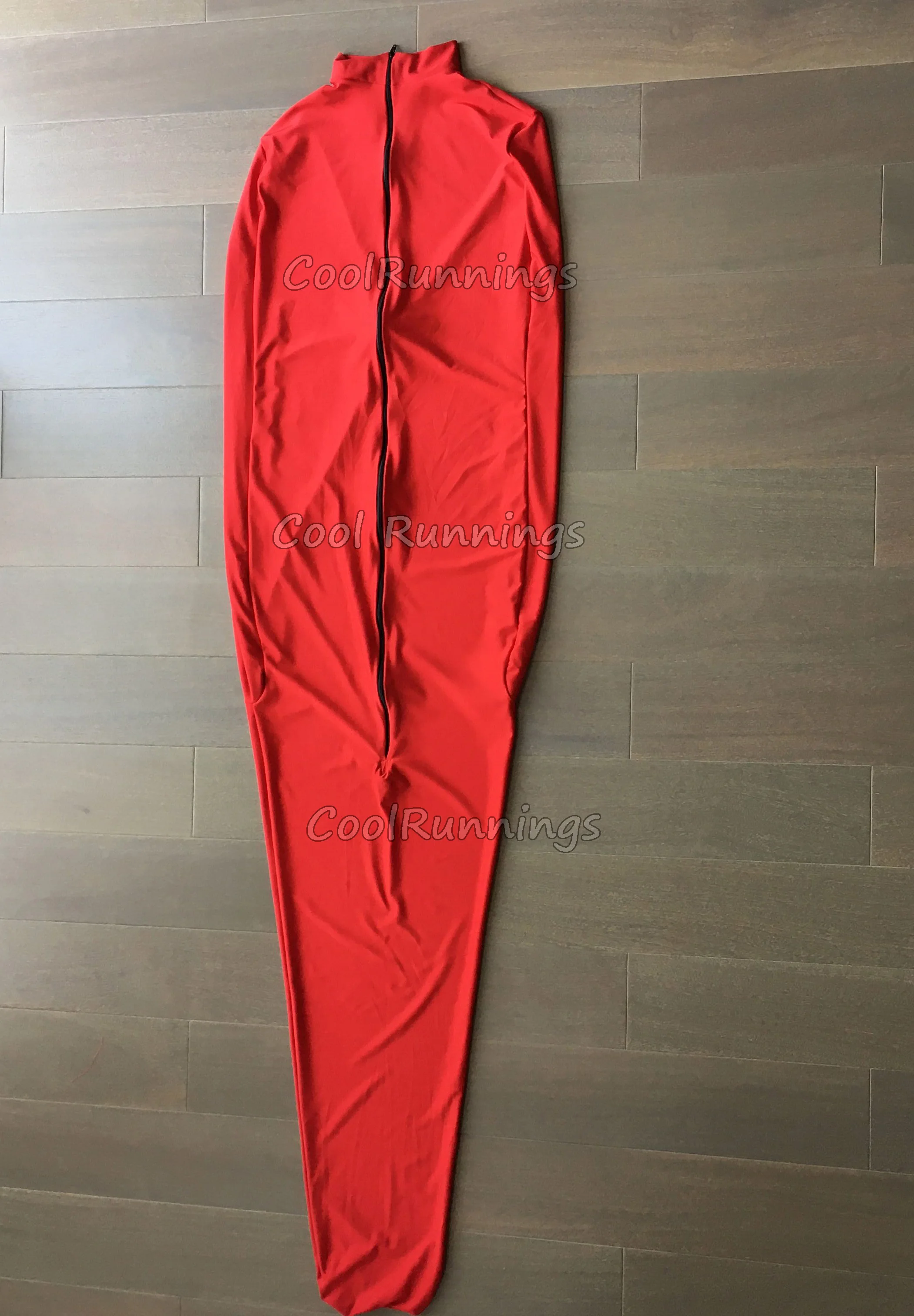 Red with Black Front zipper Mummy Headless Unisex Mummy Zentai Costumes Sleeping Bag With internal Sleeves