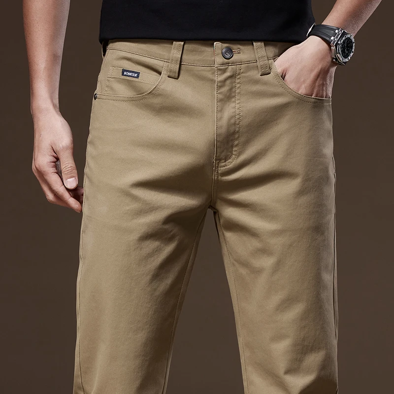 97% Cotton 2024 Autumn Men\'s Clothing Business Trousers Men Straight Casual Pants Men\'s Pants Cotton Black Gray Khaki Brand