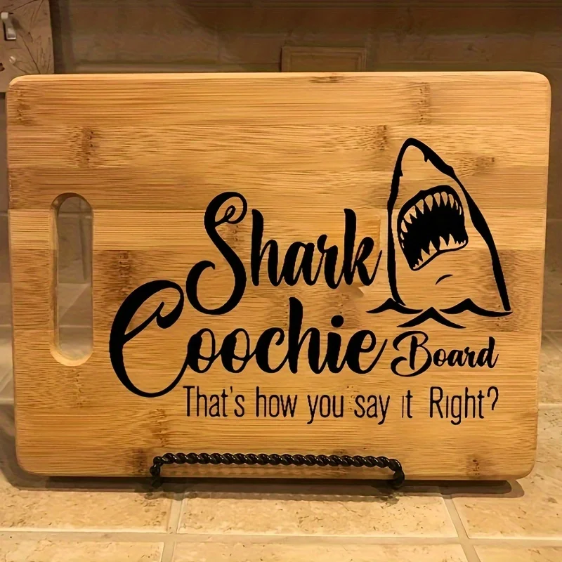 Bamboo Great Shark Engraved Cutting Board - Humorous Kitchen Decor, Perfect Housewarming Gifts，Outdoor camping, dinner party