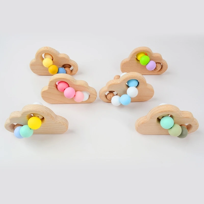 

Safe Natural Wooden Baby Teether BPA Free Silicone Beads Baby Nursing Bracelet Teether Newborn Molar Pain Soothing Teething Toys