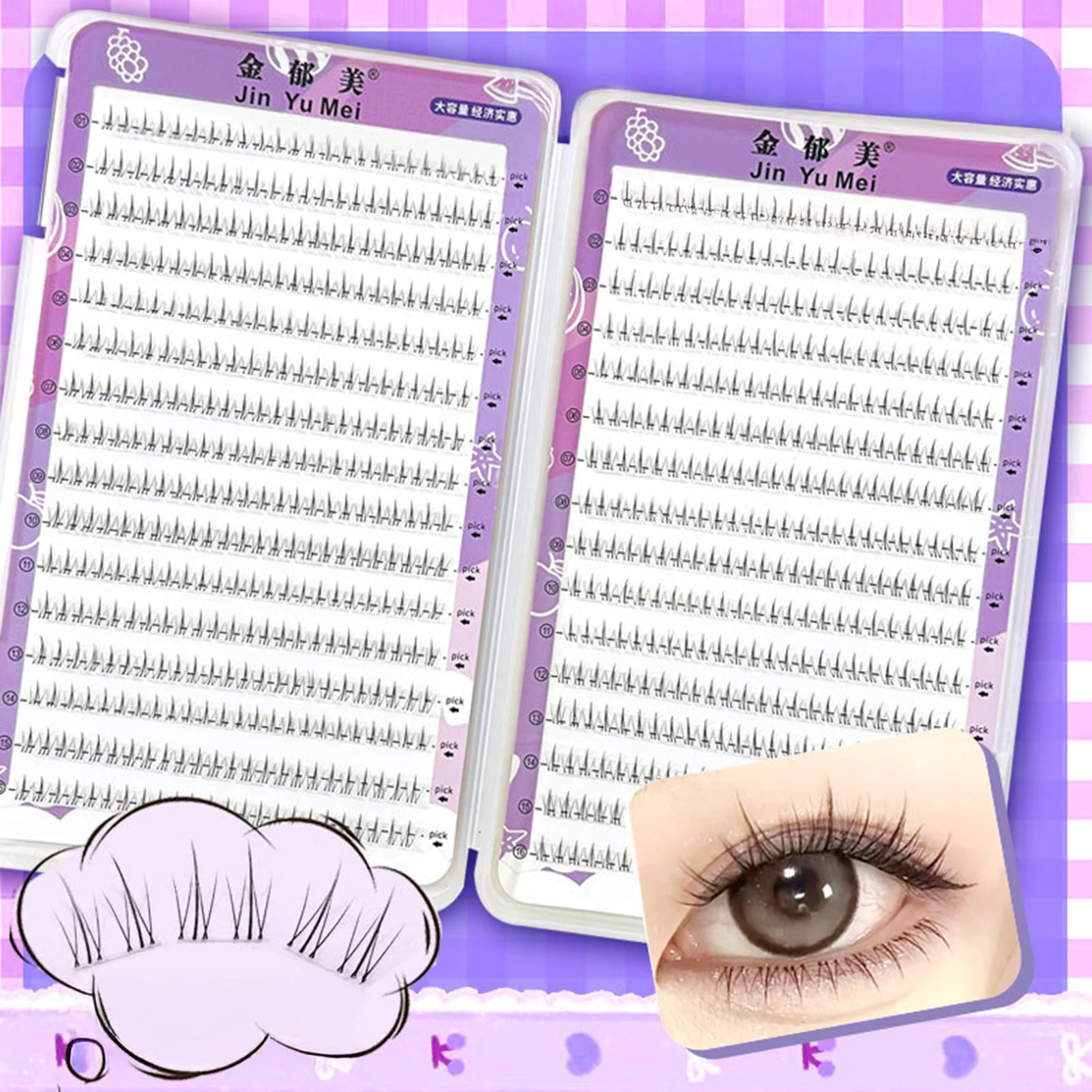 

32 Rows Large Capacity Manga Lower Fake Eyelashes Cluster 5-6mm Mixed Faux Mink Eyelash Extension Volume Effect False Eyelashes