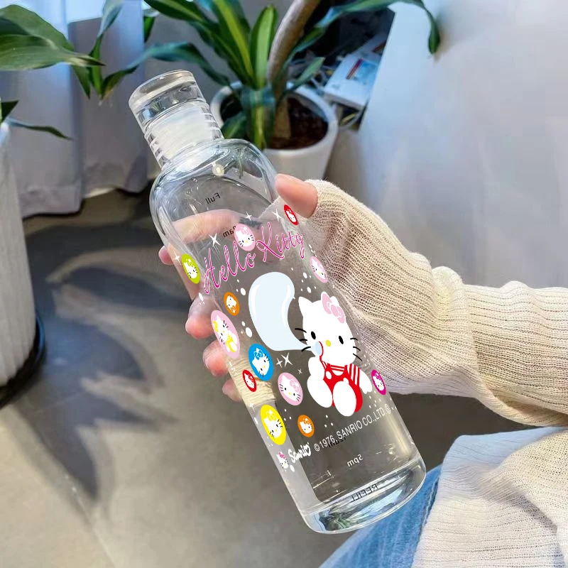 500Ml Sanrio Hello Kitty Tijdschaal Anti-Val Plastic Waterbeker Vrouwelijke Man Knappe Cartoon Theekop Sportwaterfles Nieuw