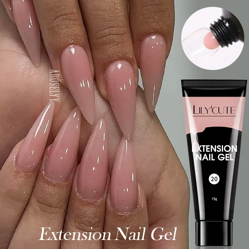 

LILYCUTE 15ML Quick Extension Gel Nail Polish Nude Milk White Color Finger Prolong Acrylic Crystal Construction Hard Gel Varnish