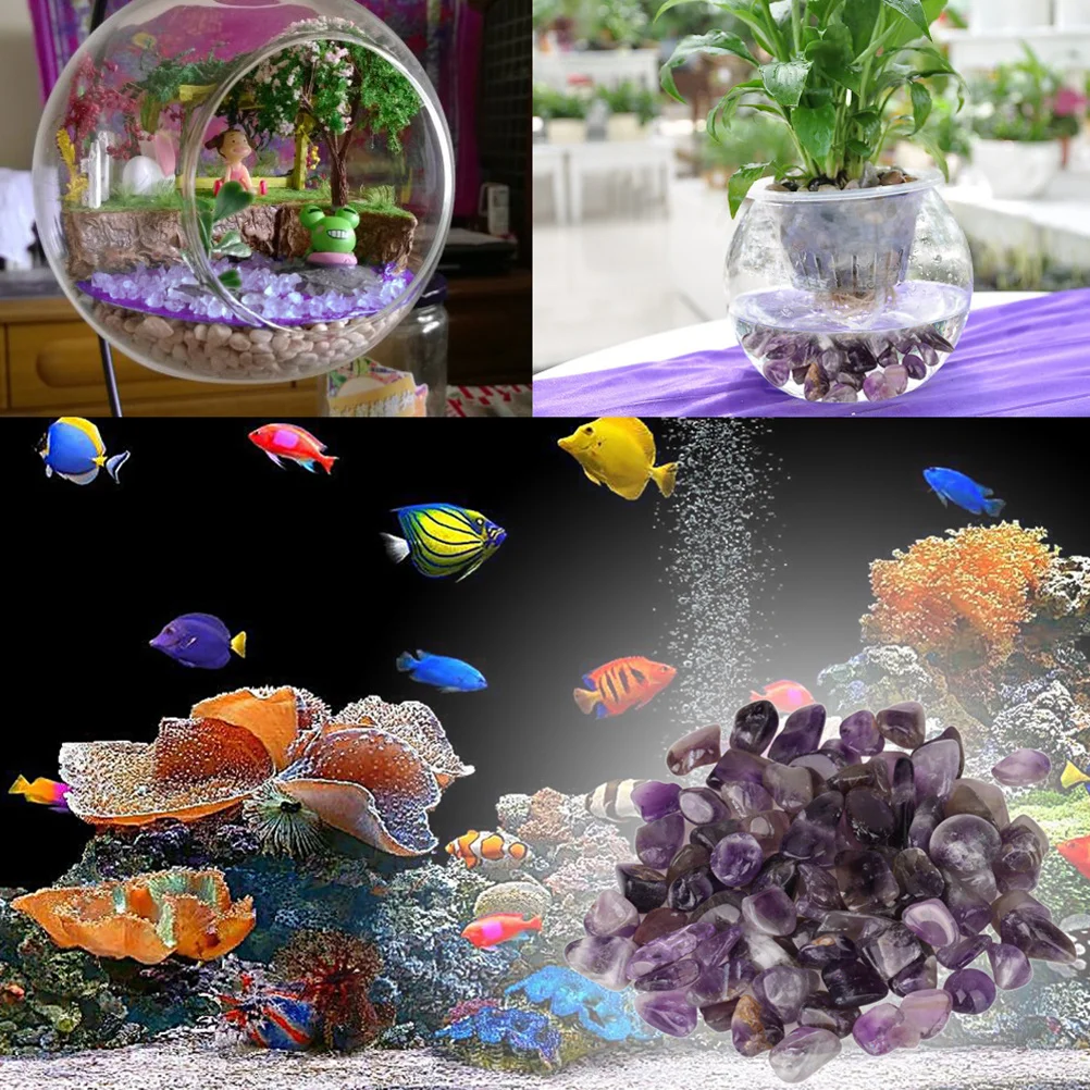 

4Pcs Natural Amethyst Stone Purple Polished Gravel for Fish Tank Potted Plants Walkways Magnetic Health Therapy