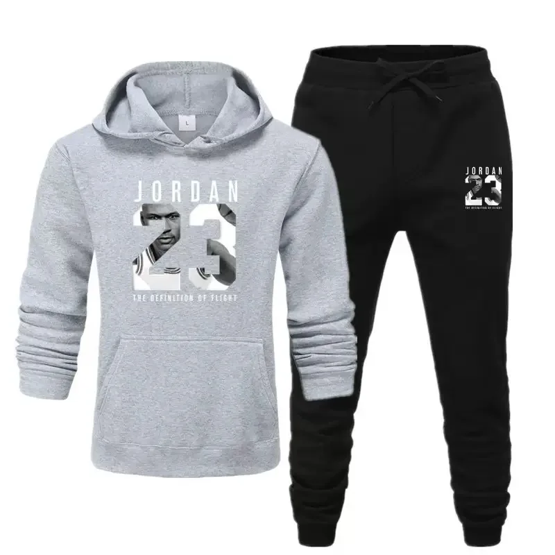 New Men\'s Set Autumn/Winter Sweatshirt and Pants 2-piece Daily Sweatshirt Men\'s Running and Jogging Set Casual Hoodie