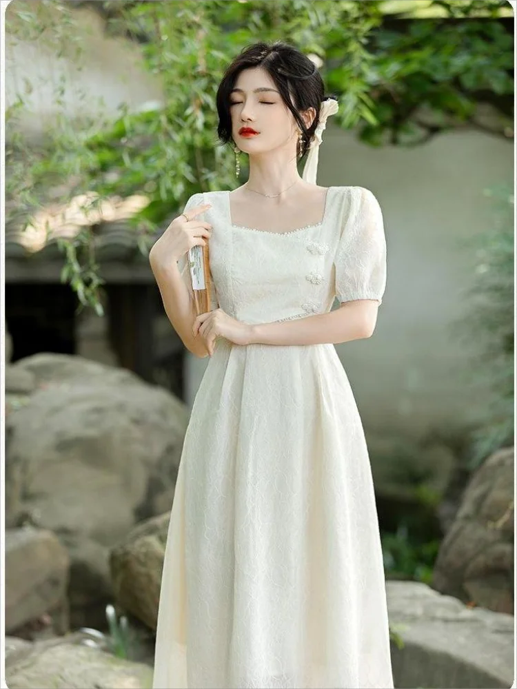 Chinese Style Improved Women Dress Young National Celebrity Temperament Dresses 2024 Summer Elegant Party Dress