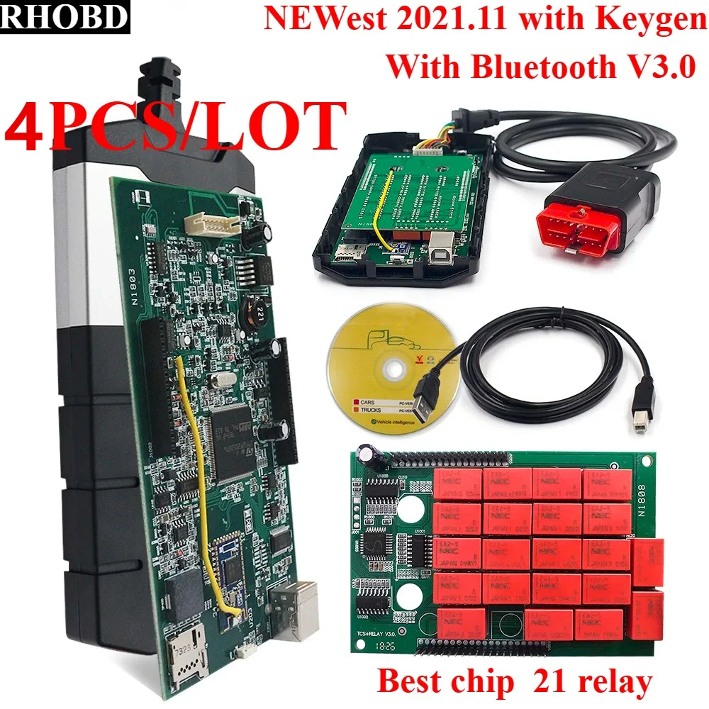 

4 шт./лот для DS150e TCS Multidiag 2021.11 с Keygen V3.0 двойная печатная плата V9.0 OBD считыватель кодов автомобиля грузовик диагностический инструмент MultidiagPRO