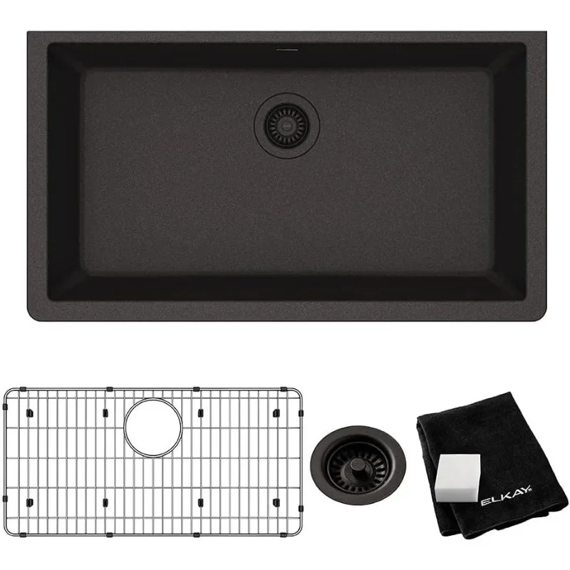 

Classic ELGRU13322BK0C 33" Single Bowl Undermount Sink Kit, Black