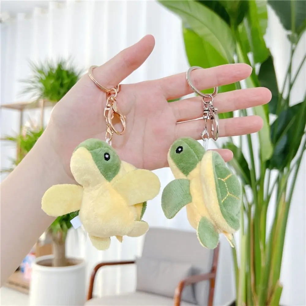 PP cotton Turtle Plush Pendant Cartoon Turtle Metal Buckle Turtle Plush Keychains Soft Cute Turtle Plush Keyring Kids Toys