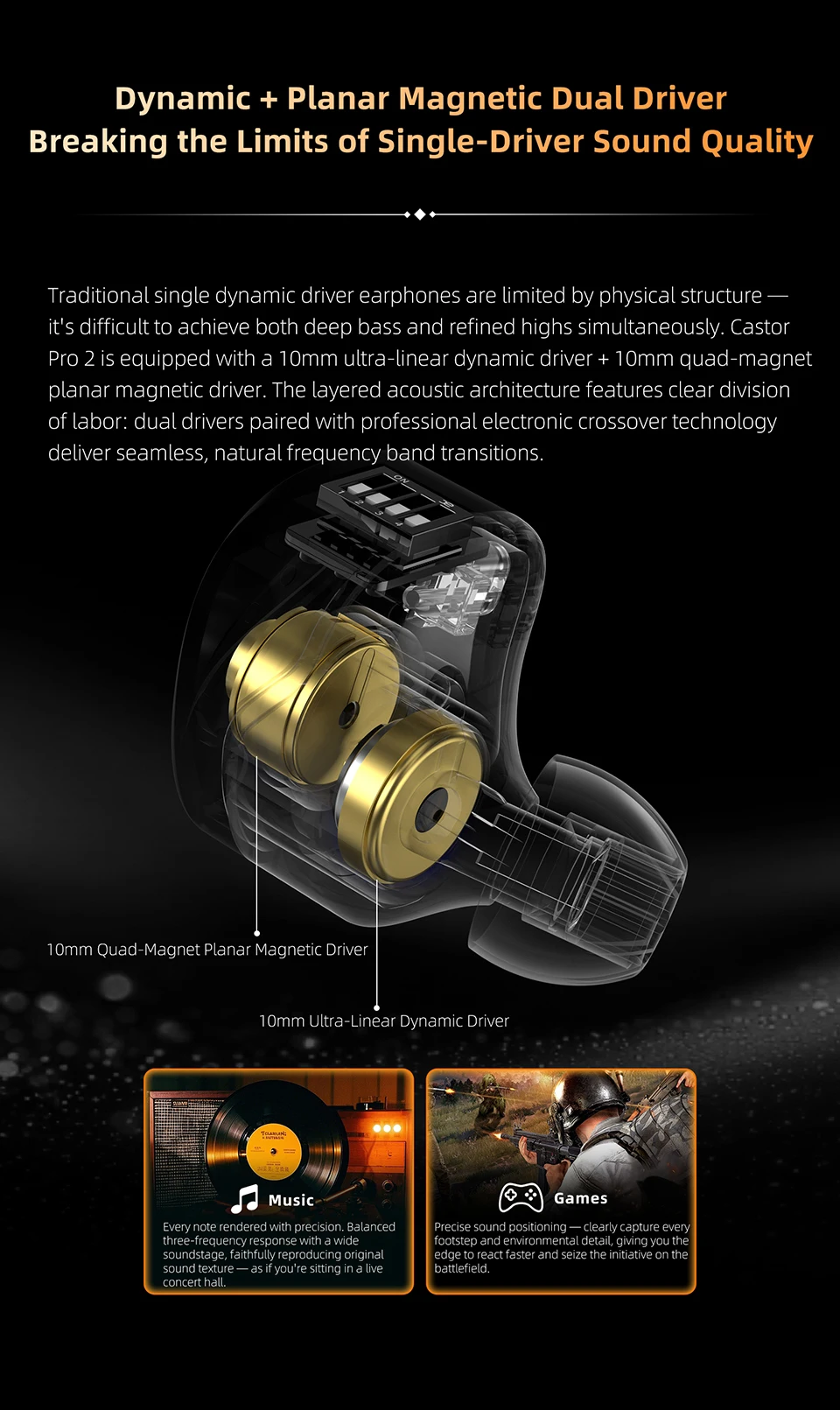 KZ Castor PRO 2 Dynamische + Planare Magnetische Ohrhörer Hochwertige Abstimmbare Kopfhörer Harman Target mit Verbessertem Bass – Detail 4