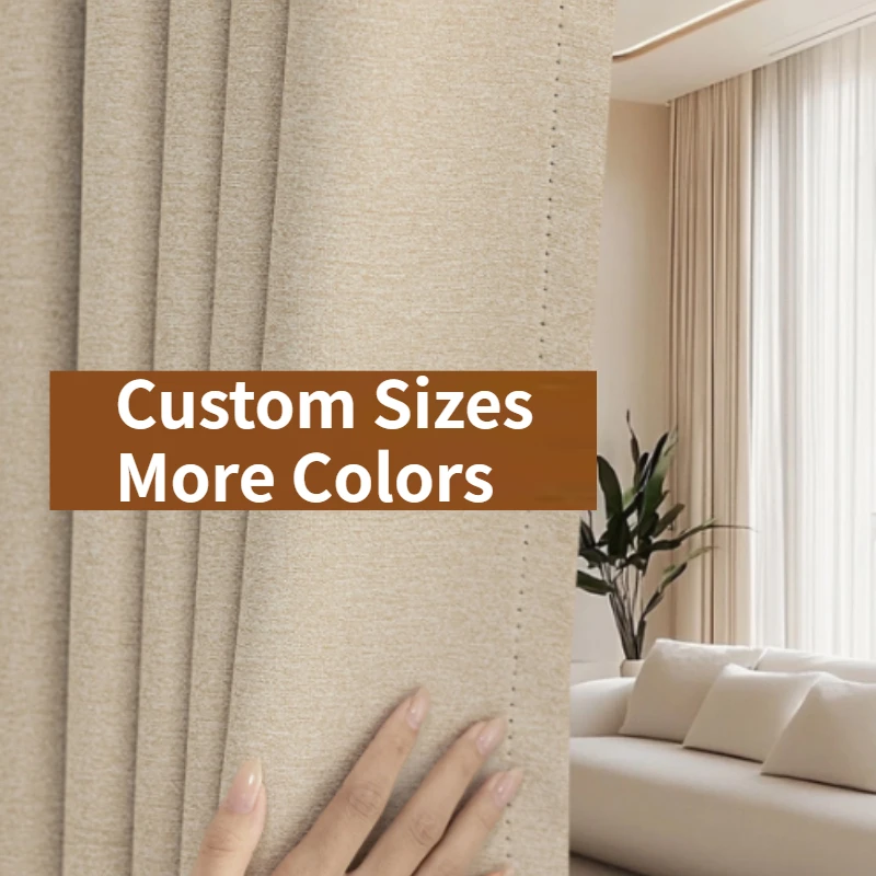 Modern Minimalist Blackout Living Room Bay Window Drapes Thickened Sunscreen Bedroom Curtain Soundproof Luxury Hotel Curtains