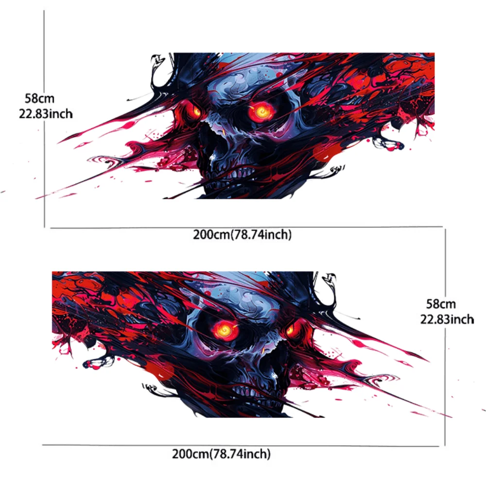 2PCS Horror eyes staring at skull head car sticker full body decal decoration covering scratches protect car sticker waterproof