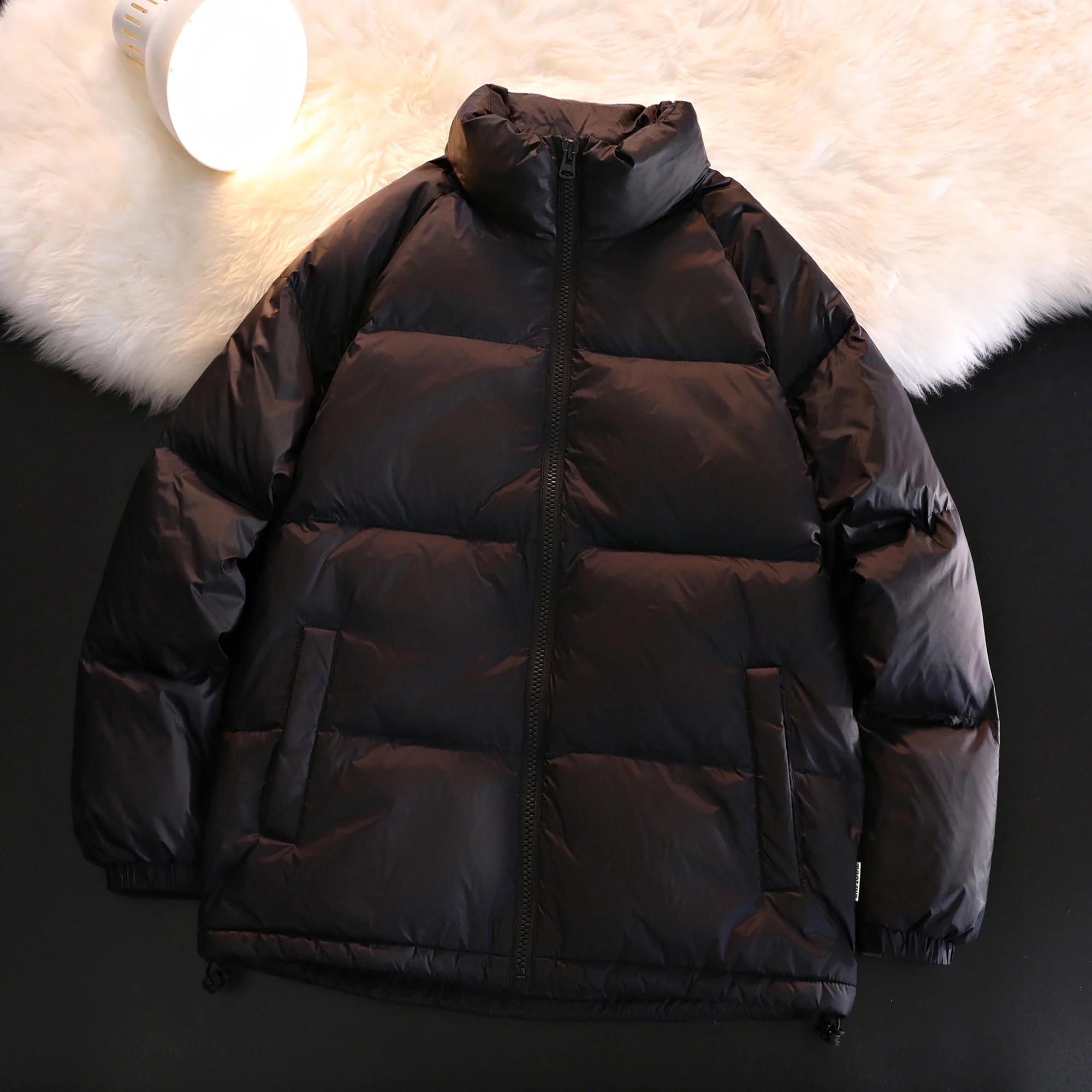 Herbst Winter Männer Winddicht Warm Geeignet Pendeln Einfache Stehkragen Gepolsterte Jacke Verdickt Männer Casual Einfarbig Jacke