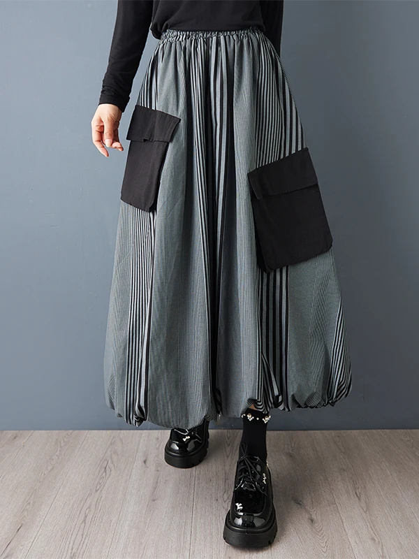 

Осенняя женская юбка большого размера с асимметричным цветным дизайном, большие размеры, в полоску в стиле пэчворк, персональный утягивающий цветочный бутон...