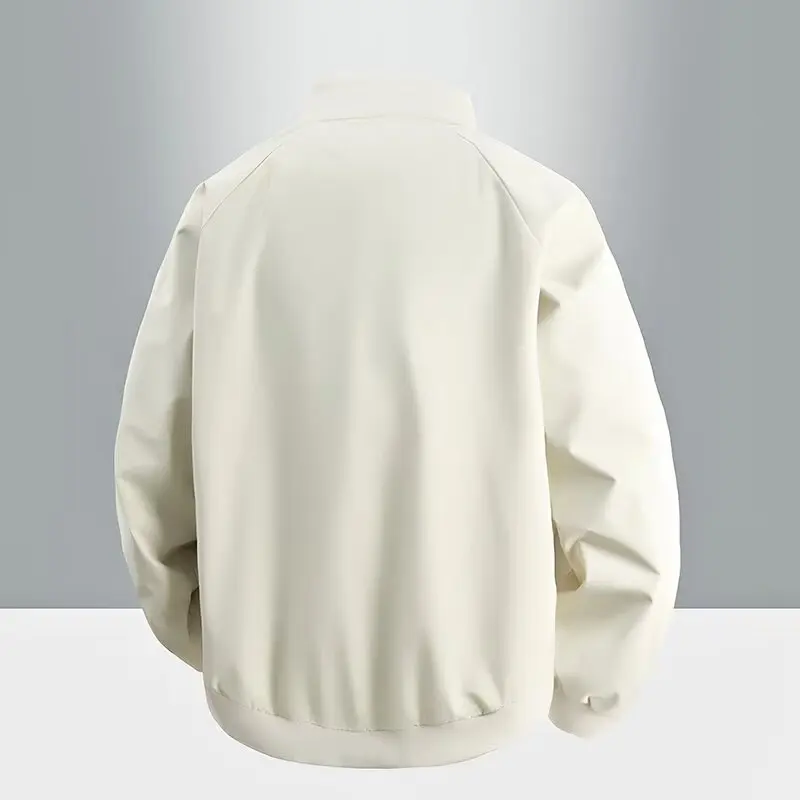 American Style Vintage New Fashion Men O-neck Zipper Long Sleeve Solid Color Simple Basic Daily Jackets Male Coats Top Clothes